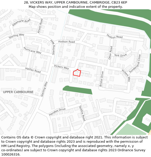 28, VICKERS WAY, UPPER CAMBOURNE, CAMBRIDGE, CB23 6EP: Location map and indicative extent of plot