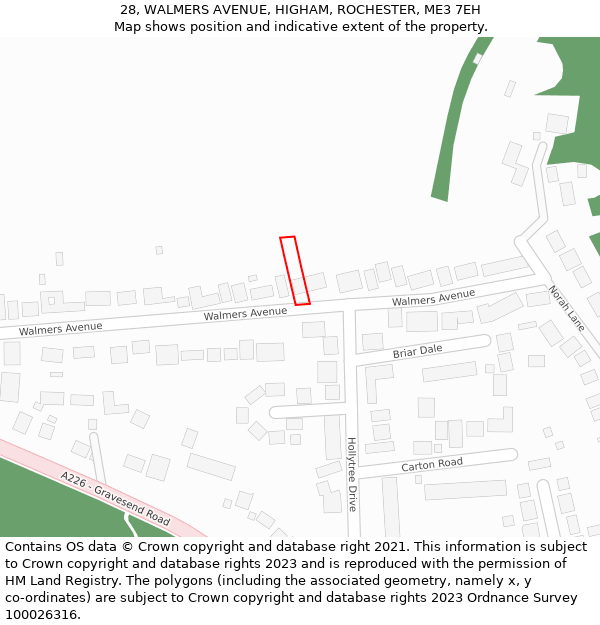 28, WALMERS AVENUE, HIGHAM, ROCHESTER, ME3 7EH: Location map and indicative extent of plot