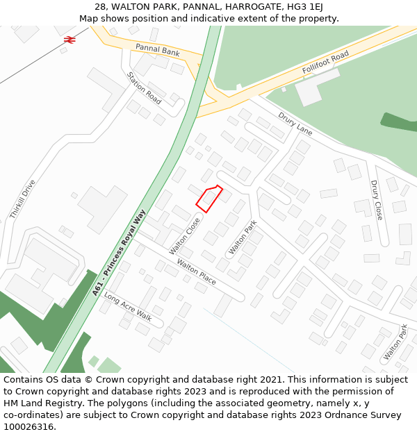 28, WALTON PARK, PANNAL, HARROGATE, HG3 1EJ: Location map and indicative extent of plot