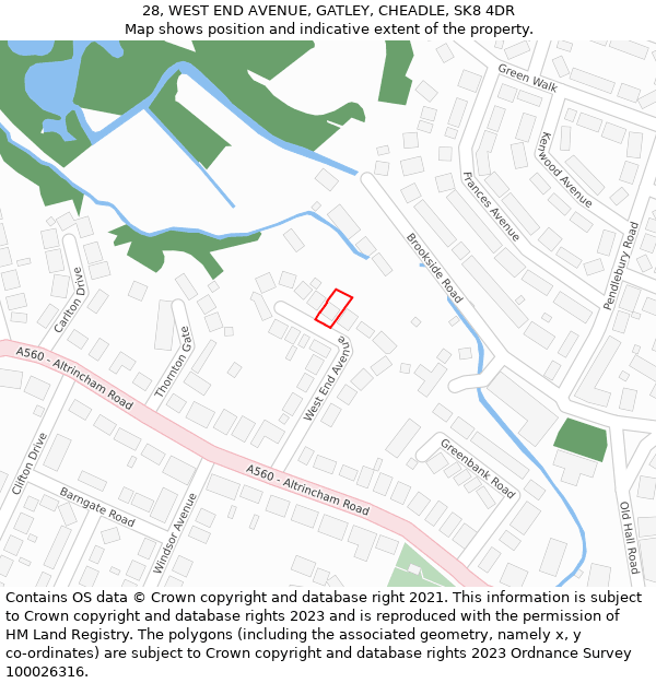 28, WEST END AVENUE, GATLEY, CHEADLE, SK8 4DR: Location map and indicative extent of plot