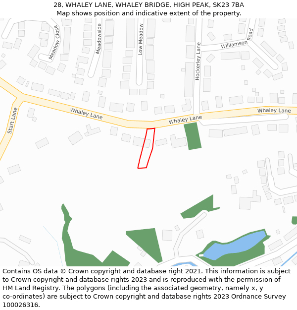 28, WHALEY LANE, WHALEY BRIDGE, HIGH PEAK, SK23 7BA: Location map and indicative extent of plot