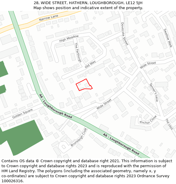 28, WIDE STREET, HATHERN, LOUGHBOROUGH, LE12 5JH: Location map and indicative extent of plot