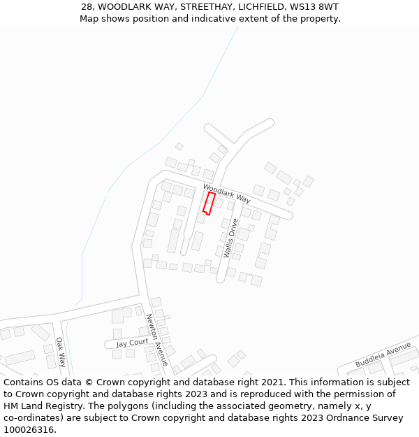 28, WOODLARK WAY, STREETHAY, LICHFIELD, WS13 8WT: Location map and indicative extent of plot