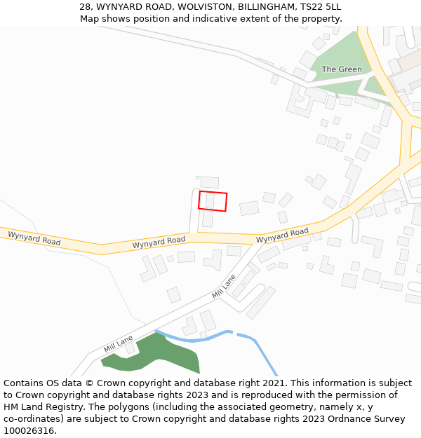 28, WYNYARD ROAD, WOLVISTON, BILLINGHAM, TS22 5LL: Location map and indicative extent of plot