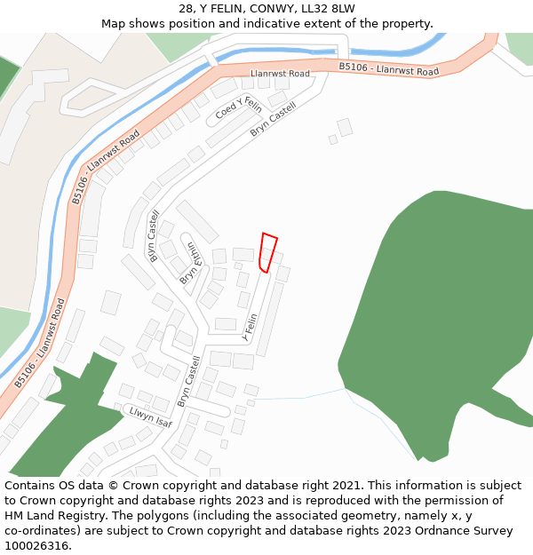 28, Y FELIN, CONWY, LL32 8LW: Location map and indicative extent of plot