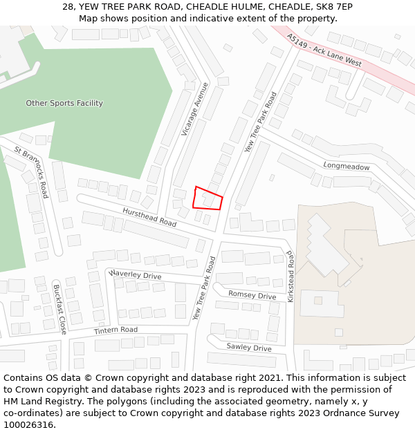 28, YEW TREE PARK ROAD, CHEADLE HULME, CHEADLE, SK8 7EP: Location map and indicative extent of plot