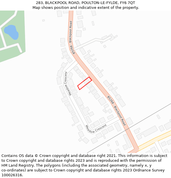 283, BLACKPOOL ROAD, POULTON-LE-FYLDE, FY6 7QT: Location map and indicative extent of plot