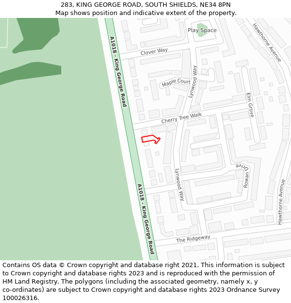 283, KING GEORGE ROAD, SOUTH SHIELDS, NE34 8PN: Location map and indicative extent of plot