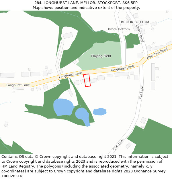 284, LONGHURST LANE, MELLOR, STOCKPORT, SK6 5PP: Location map and indicative extent of plot