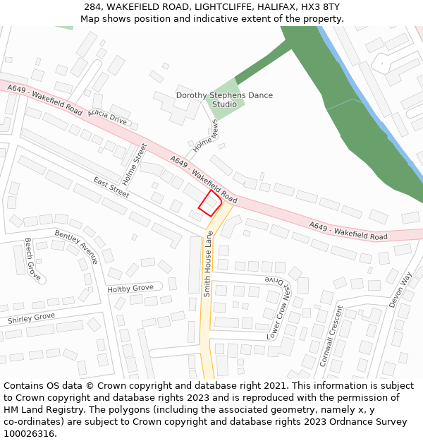 284, WAKEFIELD ROAD, LIGHTCLIFFE, HALIFAX, HX3 8TY: Location map and indicative extent of plot