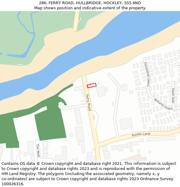 286, FERRY ROAD, HULLBRIDGE, HOCKLEY, SS5 6ND: Location map and indicative extent of plot