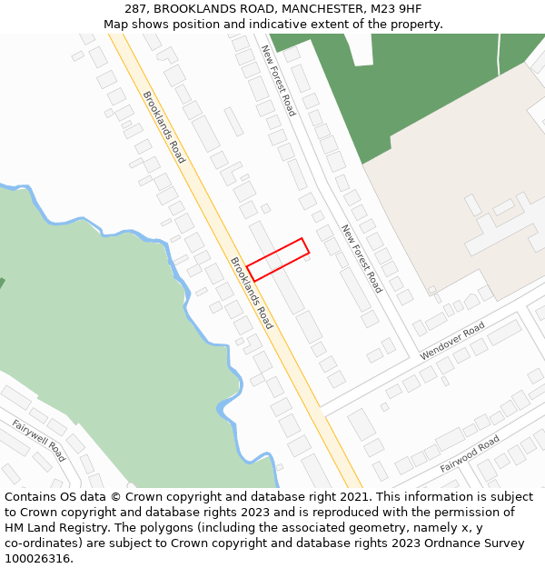 287, BROOKLANDS ROAD, MANCHESTER, M23 9HF: Location map and indicative extent of plot