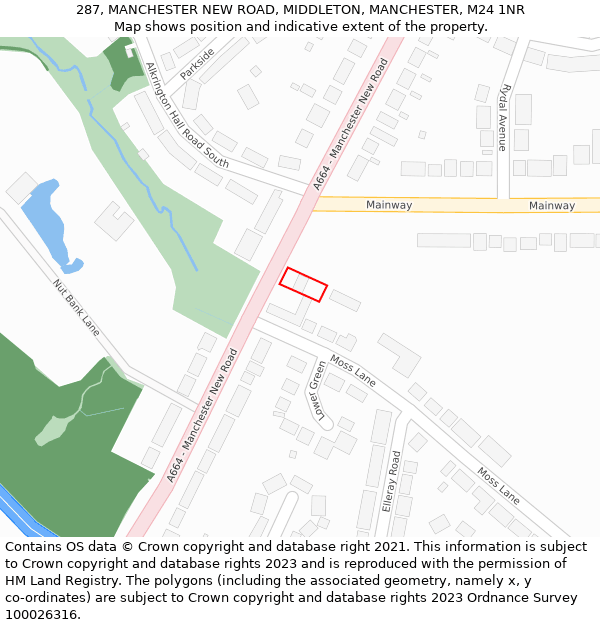 287, MANCHESTER NEW ROAD, MIDDLETON, MANCHESTER, M24 1NR: Location map and indicative extent of plot