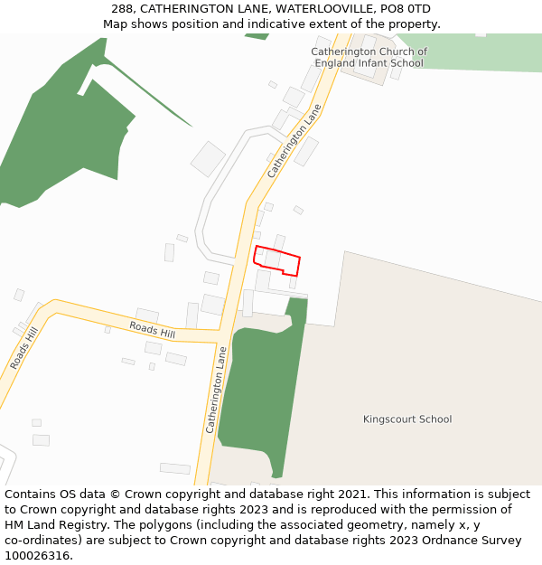 288, CATHERINGTON LANE, WATERLOOVILLE, PO8 0TD: Location map and indicative extent of plot