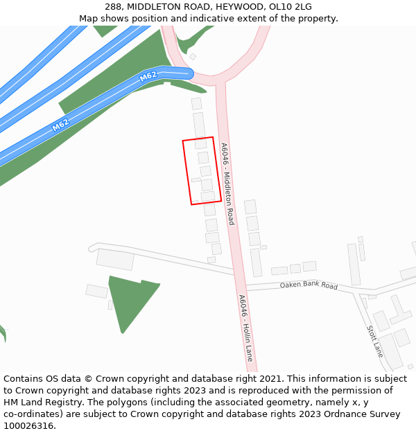 288, MIDDLETON ROAD, HEYWOOD, OL10 2LG: Location map and indicative extent of plot