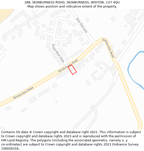 288, SKINBURNESS ROAD, SKINBURNESS, WIGTON, CA7 4QU: Location map and indicative extent of plot