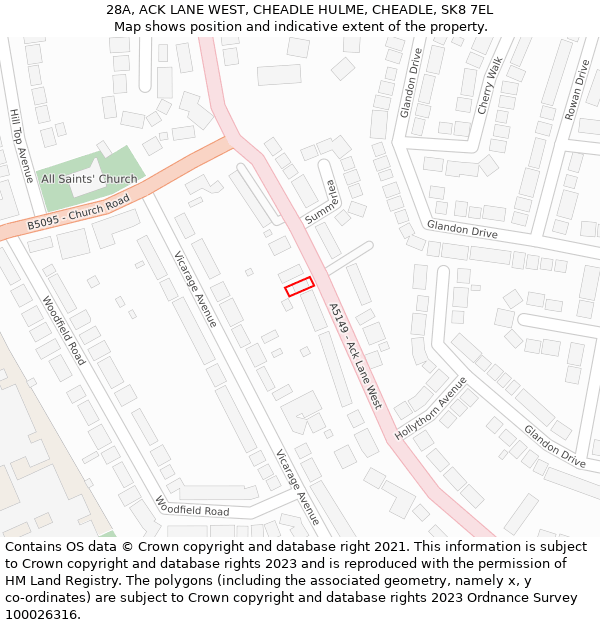 28A, ACK LANE WEST, CHEADLE HULME, CHEADLE, SK8 7EL: Location map and indicative extent of plot