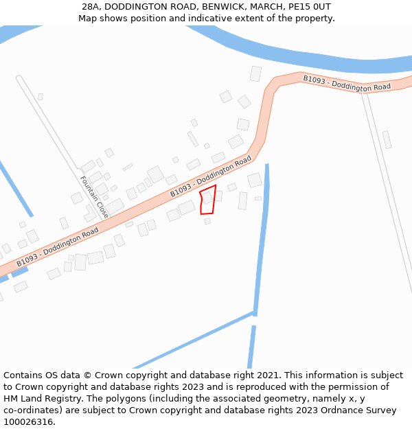28A, DODDINGTON ROAD, BENWICK, MARCH, PE15 0UT: Location map and indicative extent of plot