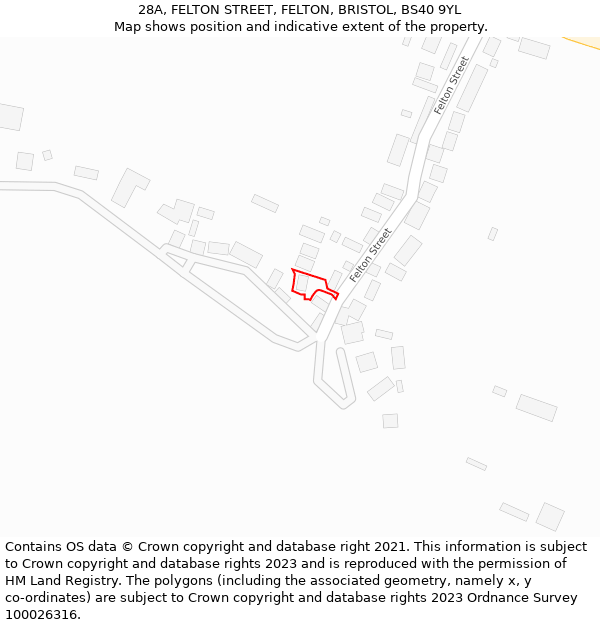 28A, FELTON STREET, FELTON, BRISTOL, BS40 9YL: Location map and indicative extent of plot