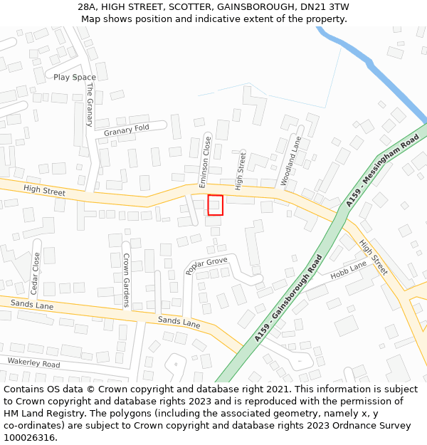 28A, HIGH STREET, SCOTTER, GAINSBOROUGH, DN21 3TW: Location map and indicative extent of plot