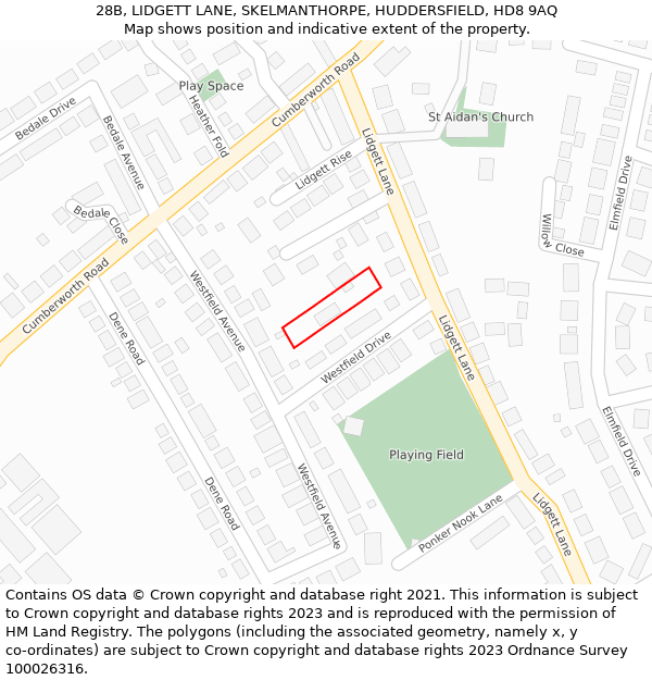 28B, LIDGETT LANE, SKELMANTHORPE, HUDDERSFIELD, HD8 9AQ: Location map and indicative extent of plot