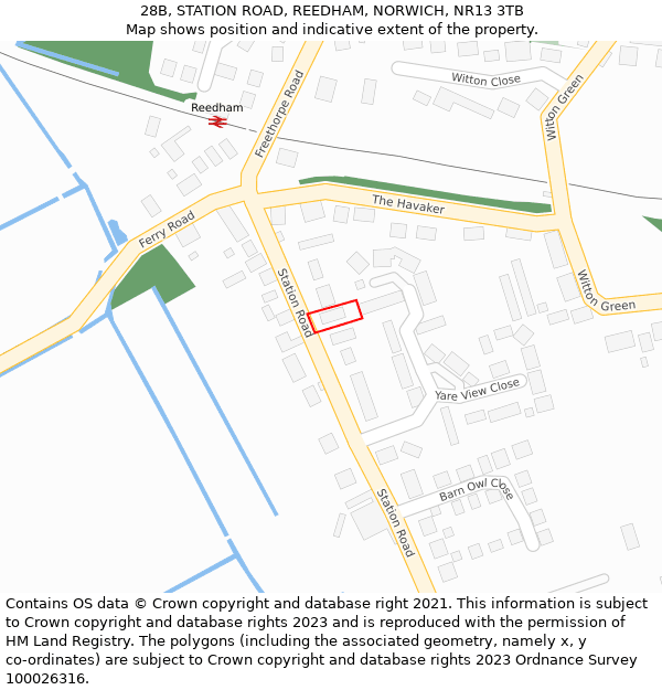 28B, STATION ROAD, REEDHAM, NORWICH, NR13 3TB: Location map and indicative extent of plot