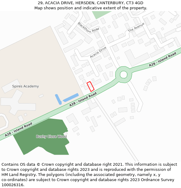 29, ACACIA DRIVE, HERSDEN, CANTERBURY, CT3 4GD: Location map and indicative extent of plot