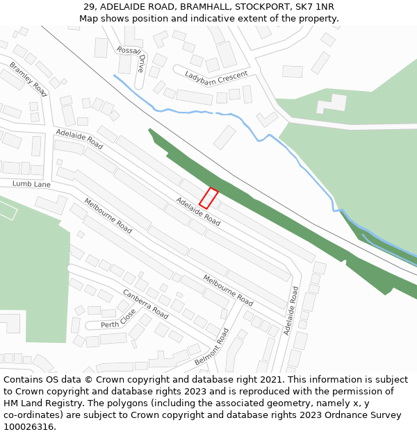 29, ADELAIDE ROAD, BRAMHALL, STOCKPORT, SK7 1NR: Location map and indicative extent of plot