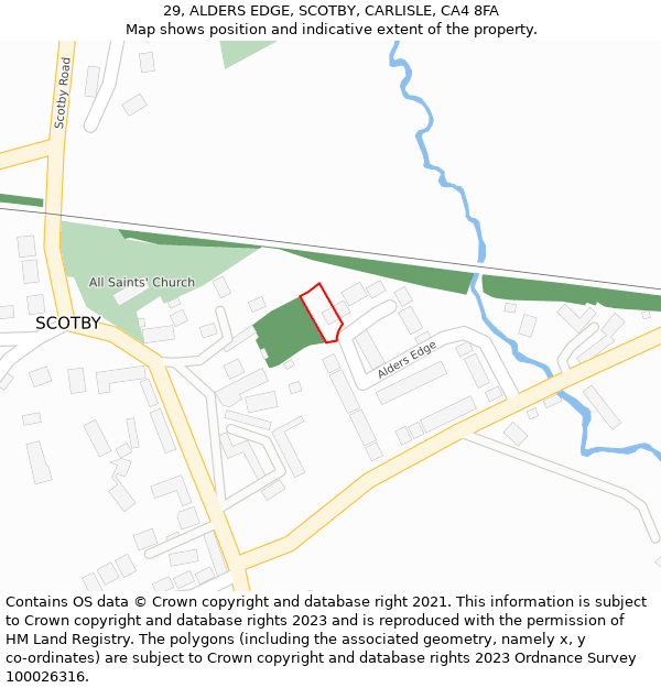 29, ALDERS EDGE, SCOTBY, CARLISLE, CA4 8FA: Location map and indicative extent of plot