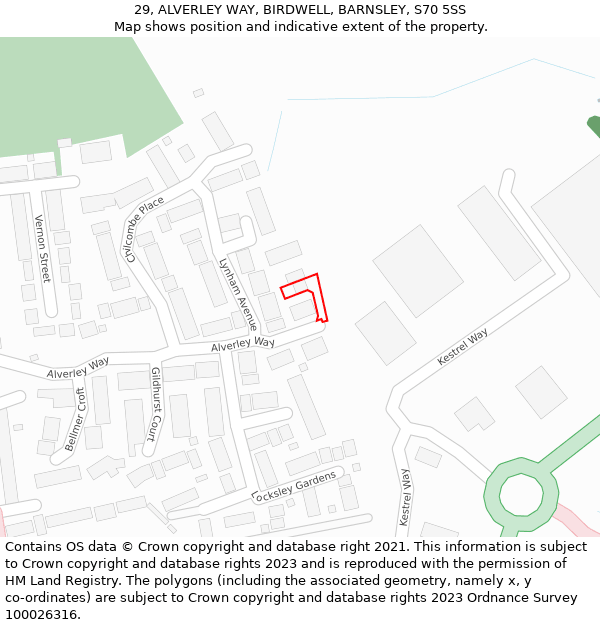 29, ALVERLEY WAY, BIRDWELL, BARNSLEY, S70 5SS: Location map and indicative extent of plot