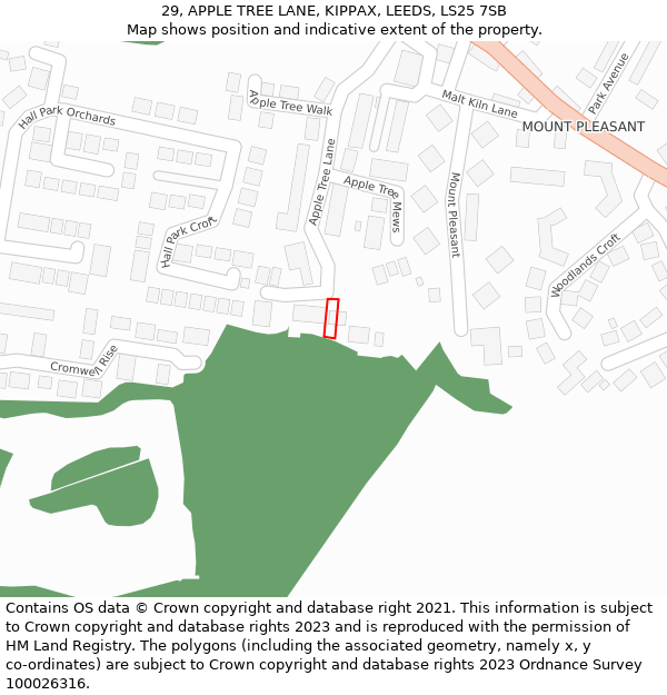 29, APPLE TREE LANE, KIPPAX, LEEDS, LS25 7SB: Location map and indicative extent of plot