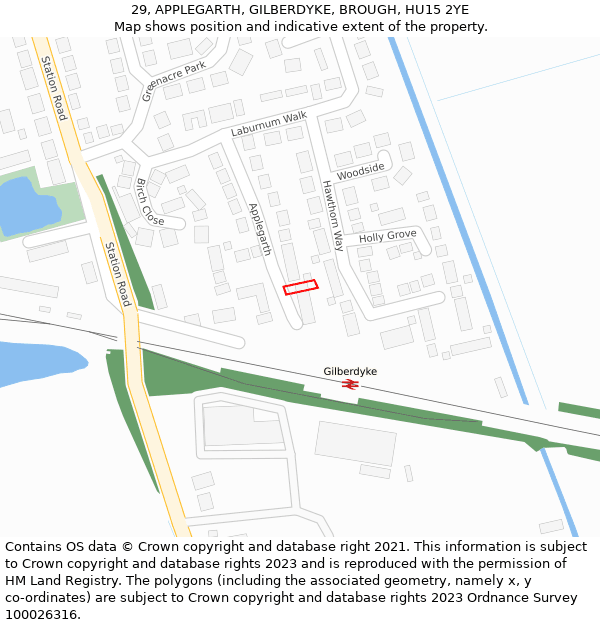 29, APPLEGARTH, GILBERDYKE, BROUGH, HU15 2YE: Location map and indicative extent of plot