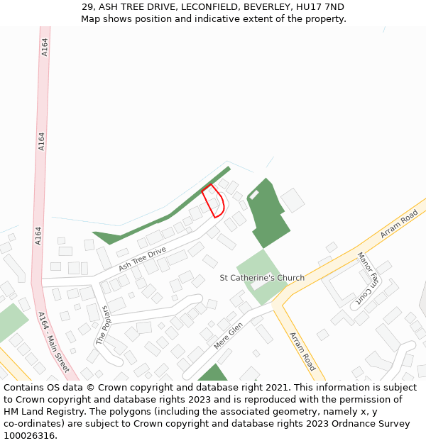 29, ASH TREE DRIVE, LECONFIELD, BEVERLEY, HU17 7ND: Location map and indicative extent of plot