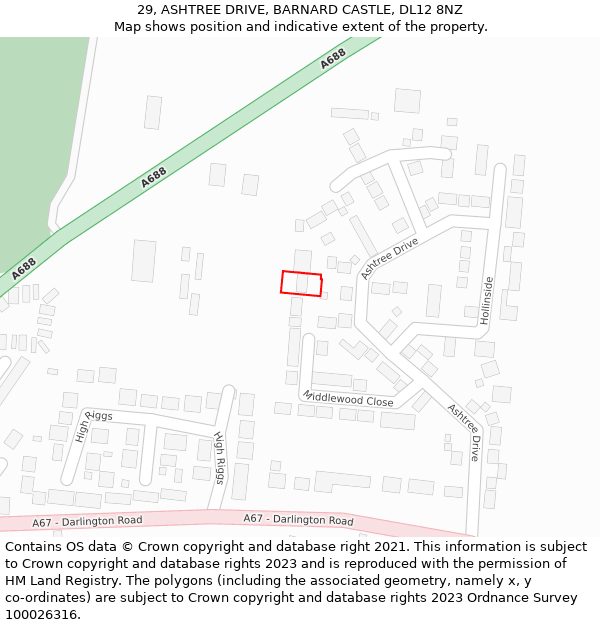 29, ASHTREE DRIVE, BARNARD CASTLE, DL12 8NZ: Location map and indicative extent of plot