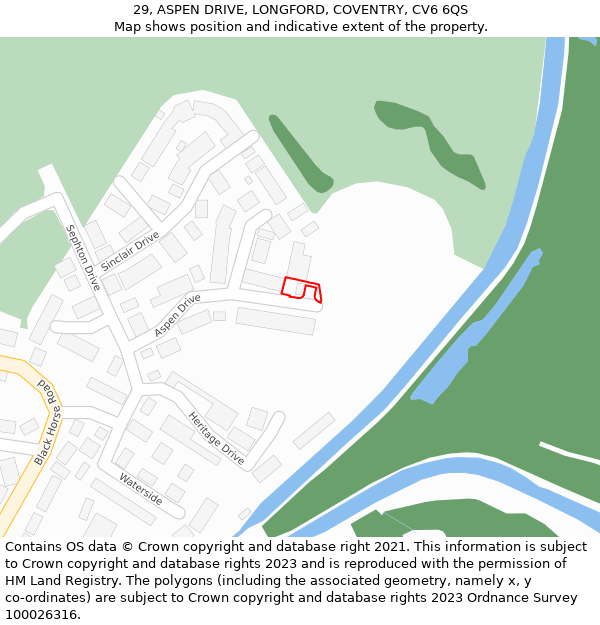 29, ASPEN DRIVE, LONGFORD, COVENTRY, CV6 6QS: Location map and indicative extent of plot