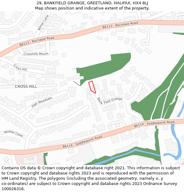 29, BANKFIELD GRANGE, GREETLAND, HALIFAX, HX4 8LJ: Location map and indicative extent of plot