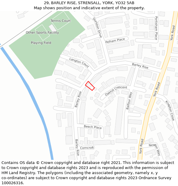 29, BARLEY RISE, STRENSALL, YORK, YO32 5AB: Location map and indicative extent of plot