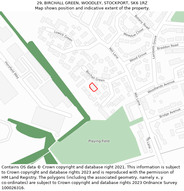 29, BIRCHALL GREEN, WOODLEY, STOCKPORT, SK6 1RZ: Location map and indicative extent of plot