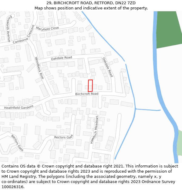 29, BIRCHCROFT ROAD, RETFORD, DN22 7ZD: Location map and indicative extent of plot