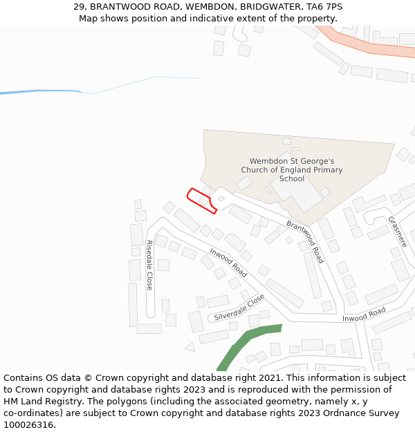 29, BRANTWOOD ROAD, WEMBDON, BRIDGWATER, TA6 7PS: Location map and indicative extent of plot