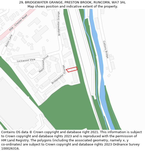 29, BRIDGEWATER GRANGE, PRESTON BROOK, RUNCORN, WA7 3AL: Location map and indicative extent of plot