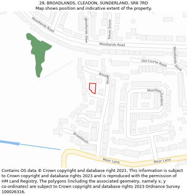 29, BROADLANDS, CLEADON, SUNDERLAND, SR6 7RD: Location map and indicative extent of plot