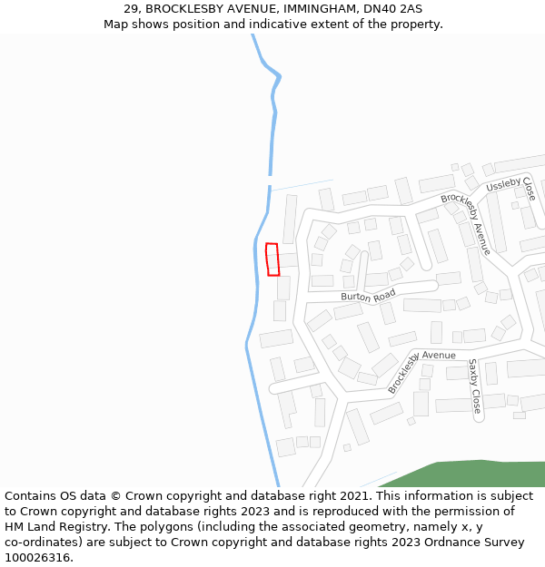 29, BROCKLESBY AVENUE, IMMINGHAM, DN40 2AS: Location map and indicative extent of plot