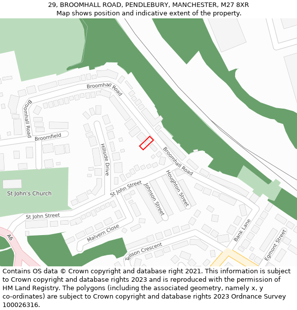 29, BROOMHALL ROAD, PENDLEBURY, MANCHESTER, M27 8XR: Location map and indicative extent of plot