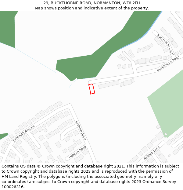 29, BUCKTHORNE ROAD, NORMANTON, WF6 2FH: Location map and indicative extent of plot