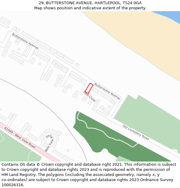 29, BUTTERSTONE AVENUE, HARTLEPOOL, TS24 0GA: Location map and indicative extent of plot