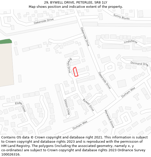 29, BYWELL DRIVE, PETERLEE, SR8 1LY: Location map and indicative extent of plot