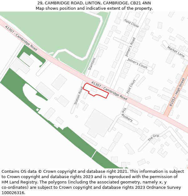 29, CAMBRIDGE ROAD, LINTON, CAMBRIDGE, CB21 4NN: Location map and indicative extent of plot