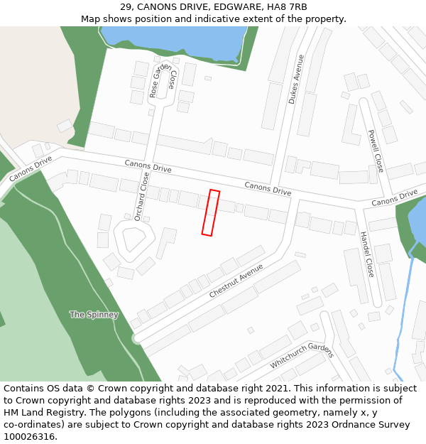 29, CANONS DRIVE, EDGWARE, HA8 7RB: Location map and indicative extent of plot