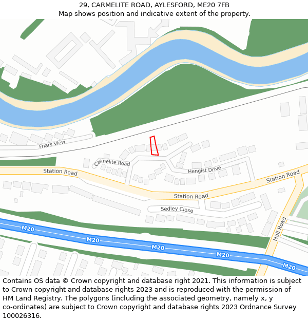 29, CARMELITE ROAD, AYLESFORD, ME20 7FB: Location map and indicative extent of plot